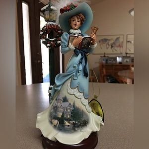 Thomas Kinkade Caroling Lady Figurine Holiday Serenade HERE WE COME A-CAROLING